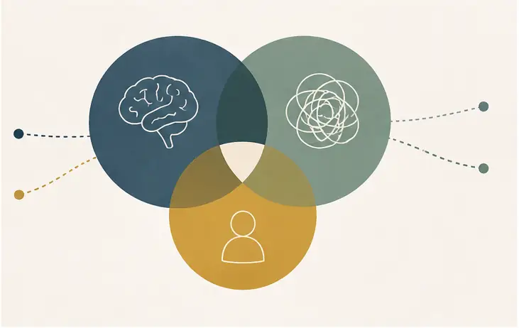 Illustration representing autism, ADHD, and overlapping conditions