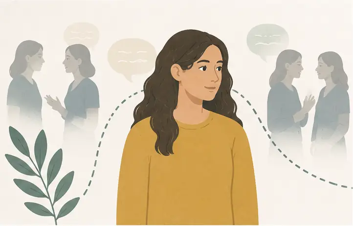 Woman reflecting on social experiences and autistic masking